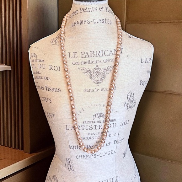 Vintage Ara Rose Gold Faux Pearl Necklace and Ribbon 40” - Picture 15 of 17